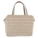 FENDI Zucchino Canvas Hand Pouch Beige Silver Auth ka5985A-2