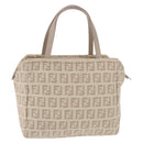 FENDI Zucchino Canvas Hand Pouch Beige Silver Auth ka5985A-4