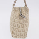FENDI Zucchino Canvas Hand Pouch Beige Silver Auth ka5985A-6