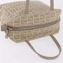 FENDI Zucchino Canvas Hand Pouch Beige Silver Auth ka5985A-7