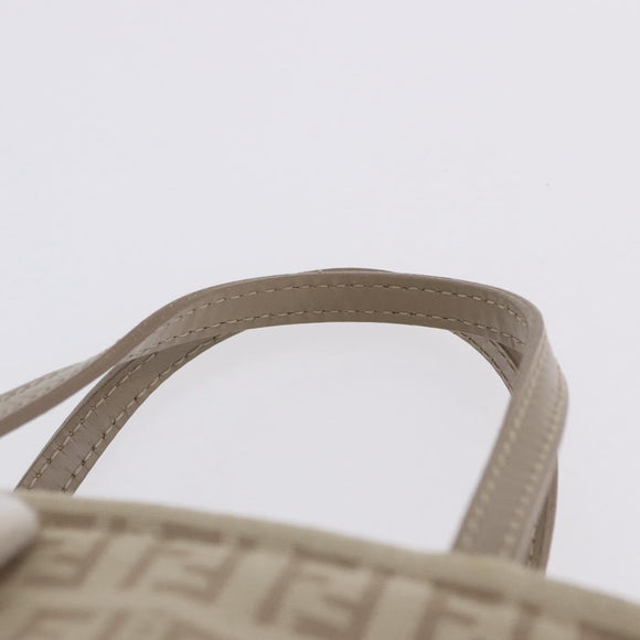 FENDI Zucchino Canvas Hand Pouch Beige Silver Auth ka5985A