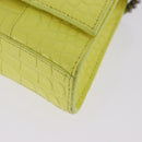 BALENCIAGA Chain Shoulder Bag Leather Croco Embossed Yellow Silver Auth ka5986M-12