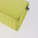 BALENCIAGA Chain Shoulder Bag Leather Croco Embossed Yellow Silver Auth ka5986M-14