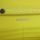 BALENCIAGA Chain Shoulder Bag Leather Croco Embossed Yellow Silver Auth ka5986M-17
