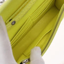 BALENCIAGA Chain Shoulder Bag Leather Croco Embossed Yellow Silver Auth ka5986M-18