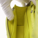 BALENCIAGA Chain Shoulder Bag Leather Croco Embossed Yellow Silver Auth ka5986M-20