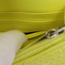 BALENCIAGA Chain Shoulder Bag Leather Croco Embossed Yellow Silver Auth ka5986M-24