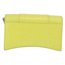 BALENCIAGA Chain Shoulder Bag Leather Croco Embossed Yellow Silver Auth ka5986M-3
