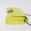 BALENCIAGA Chain Shoulder Bag Leather Croco Embossed Yellow Silver Auth ka5986M-4