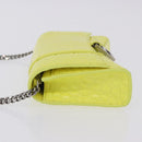 BALENCIAGA Chain Shoulder Bag Leather Croco Embossed Yellow Silver Auth ka5986M-5