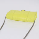 BALENCIAGA Chain Shoulder Bag Leather Croco Embossed Yellow Silver Auth ka5986M-6