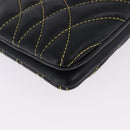 BURBERRY Chain Shoulder Bag Leather Black Gold Auth ka5988V-8
