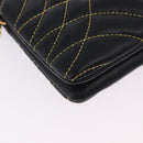 BURBERRY Chain Shoulder Bag Leather Black Gold Auth ka5988V-16