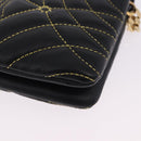 BURBERRY Chain Shoulder Bag Leather Black Gold Auth ka5988V-17