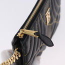 BURBERRY Chain Shoulder Bag Leather Black Gold Auth ka5988V-9