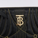 BURBERRY Chain Shoulder Bag Leather Black Gold Auth ka5988V-18