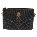 BURBERRY Chain Shoulder Bag Leather Black Gold Auth ka5988V-13