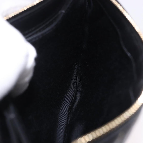 BURBERRY Chain Shoulder Bag Leather Black Gold Auth ka5988V