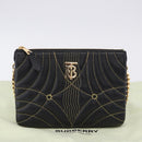 BURBERRY Chain Shoulder Bag Leather Black Gold Auth ka5988V-12