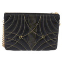 BURBERRY Chain Shoulder Bag Leather Black Gold Auth ka5988V-2