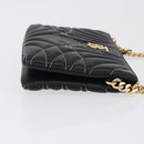 BURBERRY Chain Shoulder Bag Leather Black Gold Auth ka5988V-3