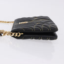 BURBERRY Chain Shoulder Bag Leather Black Gold Auth ka5988V-4