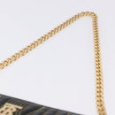 BURBERRY Chain Shoulder Bag Leather Black Gold Auth ka5988V-14