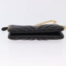 BURBERRY Chain Shoulder Bag Leather Black Gold Auth ka5988V-5