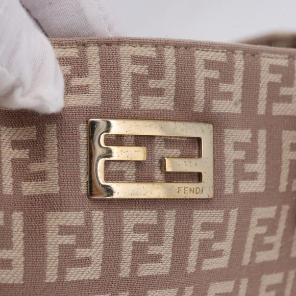 FENDI Zucchino Canvas Tote Bag Beige Gold Auth ka5989A