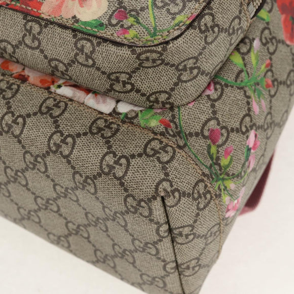 GUCCI GG Blooms GG Supreme Backpack PVC Beige Silver 410544 Auth ka598M