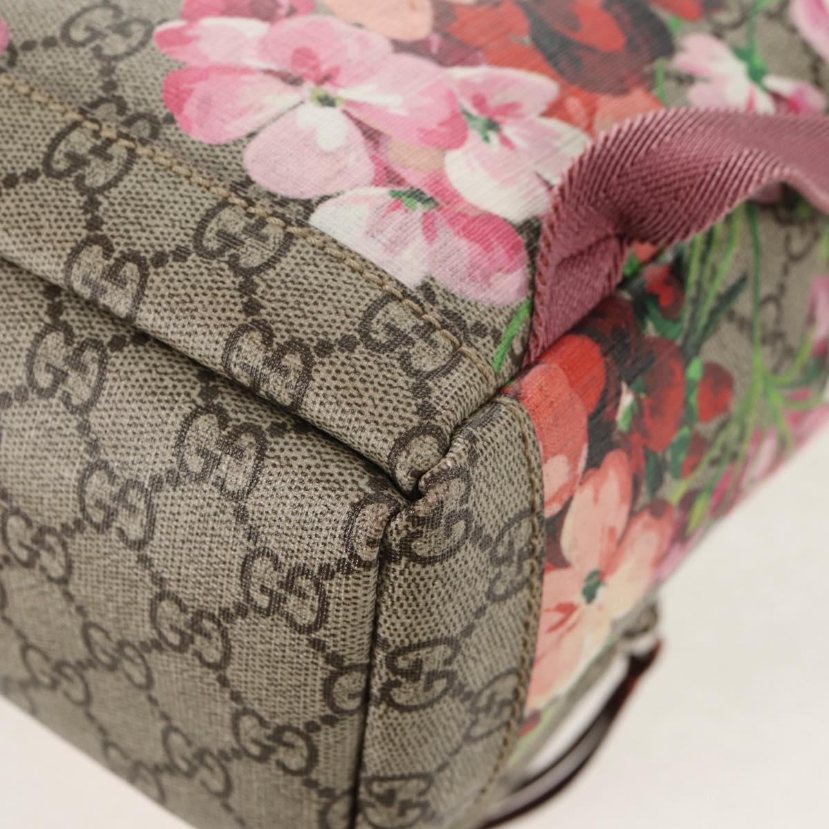 GUCCI GG Blooms GG Supreme Backpack PVC Beige Silver 410544 Auth ka598M GUCCI GG Blooms GG Supreme Backpack PVC Beige Silver 410544  main image 2