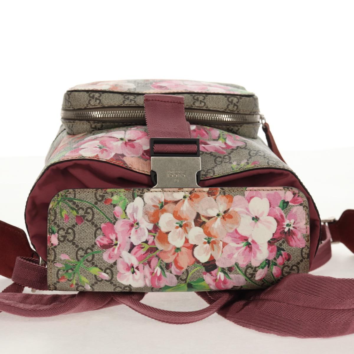 GUCCI GG Blooms GG Supreme Backpack PVC Beige Silver 410544 