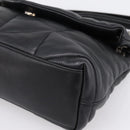 SAINT LAURENT Lulu Puffer Chain Shoulder Bag Leather Black Silver Auth ka5996SAM-9