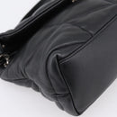 SAINT LAURENT Lulu Puffer Chain Shoulder Bag Leather Black Silver Auth ka5996SAM-14
