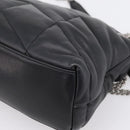 SAINT LAURENT Lulu Puffer Chain Shoulder Bag Leather Black Silver Auth ka5996SAM-15