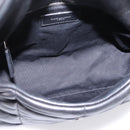 SAINT LAURENT Lulu Puffer Chain Shoulder Bag Leather Black Silver Auth ka5996SAM-10