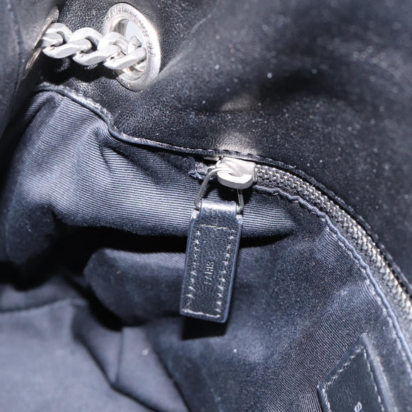 SAINT LAURENT Lulu Puffer Chain Shoulder Bag Leather Black Silver Auth ka5996SAM