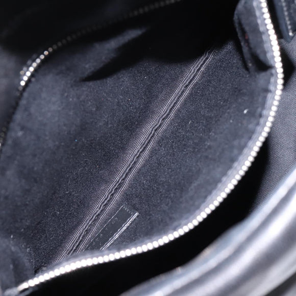 SAINT LAURENT Lulu Puffer Chain Shoulder Bag Leather Black Silver Auth ka5996SAM