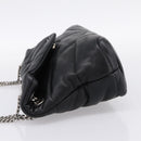 SAINT LAURENT Lulu Puffer Chain Shoulder Bag Leather Black Silver Auth ka5996SAM-3