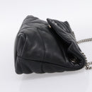 SAINT LAURENT Lulu Puffer Chain Shoulder Bag Leather Black Silver Auth ka5996SAM-4