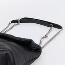 SAINT LAURENT Lulu Puffer Chain Shoulder Bag Leather Black Silver Auth ka5996SAM-8
