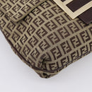 FENDI Zucchino Canvas Mamma Baguette Shoulder Bag Beige Gold Auth ka5997A-11