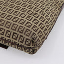 FENDI Zucchino Canvas Mamma Baguette Shoulder Bag Beige Gold Auth ka5997A-12