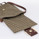 FENDI Zucchino Canvas Mamma Baguette Shoulder Bag Beige Gold Auth ka5997A-14