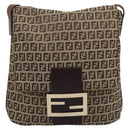 FENDI Zucchino Canvas Mamma Baguette Shoulder Bag Beige Gold Auth ka5997A-2