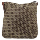 FENDI Zucchino Canvas Mamma Baguette Shoulder Bag Beige Gold Auth ka5997A-3