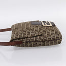 FENDI Zucchino Canvas Mamma Baguette Shoulder Bag Beige Gold Auth ka5997A-4