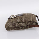 FENDI Zucchino Canvas Mamma Baguette Shoulder Bag Beige Gold Auth ka5997A-5