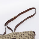 FENDI Zucchino Canvas Mamma Baguette Shoulder Bag Beige Gold Auth ka5997A-8