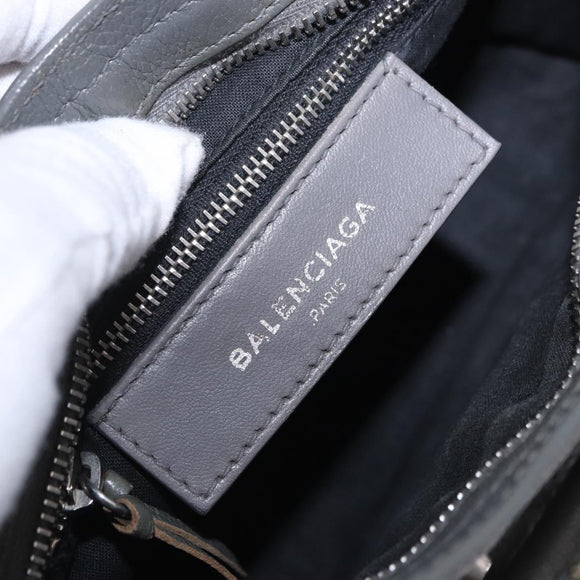 BALENCIAGA Classic Metal Edge City Bag Leather 2way Gray 390160 Auth ka5998SAM